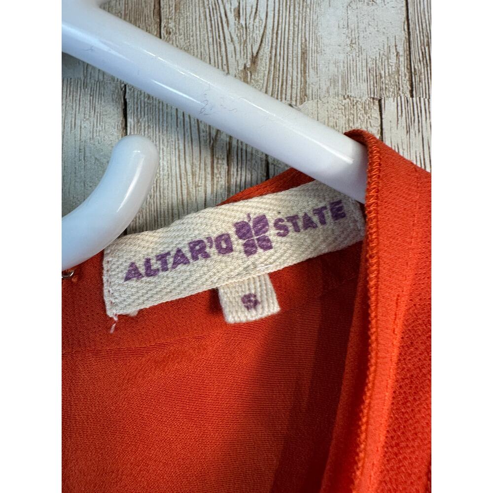 Altard State Dress Womens Sz S Orange V Neck Sleeveless Fit & Flare Deco‎ modern - Picture 4 of 6